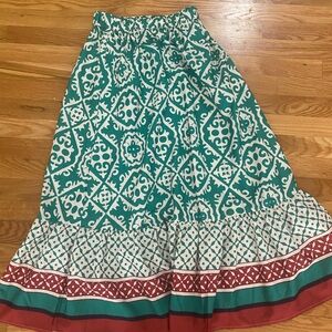 SHEIN Green and Red A-Line Skirt